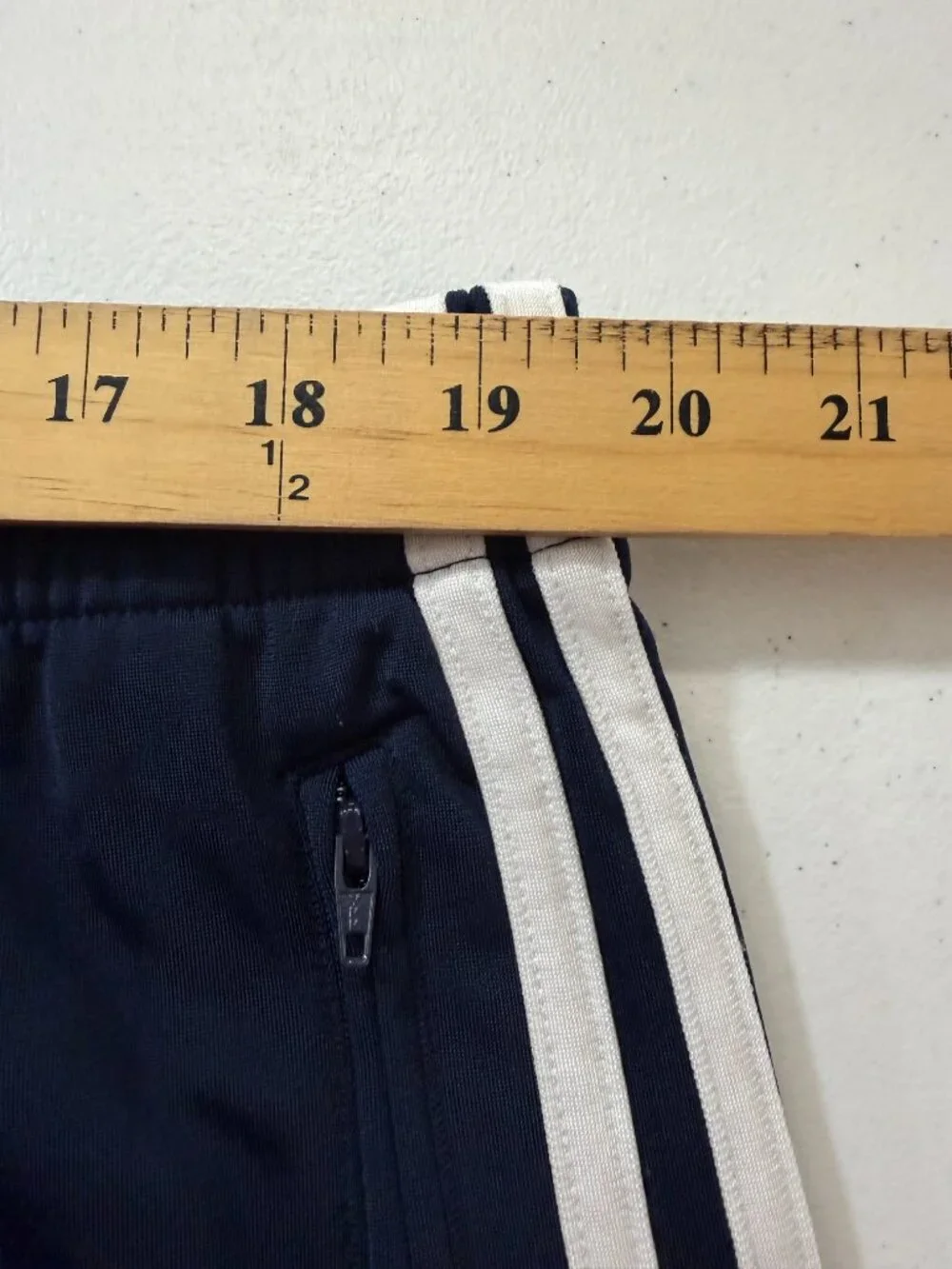 Adidas Originals Men's XL Navy 3 Stripe Track Pants Trefoil Logo Zip Pockets